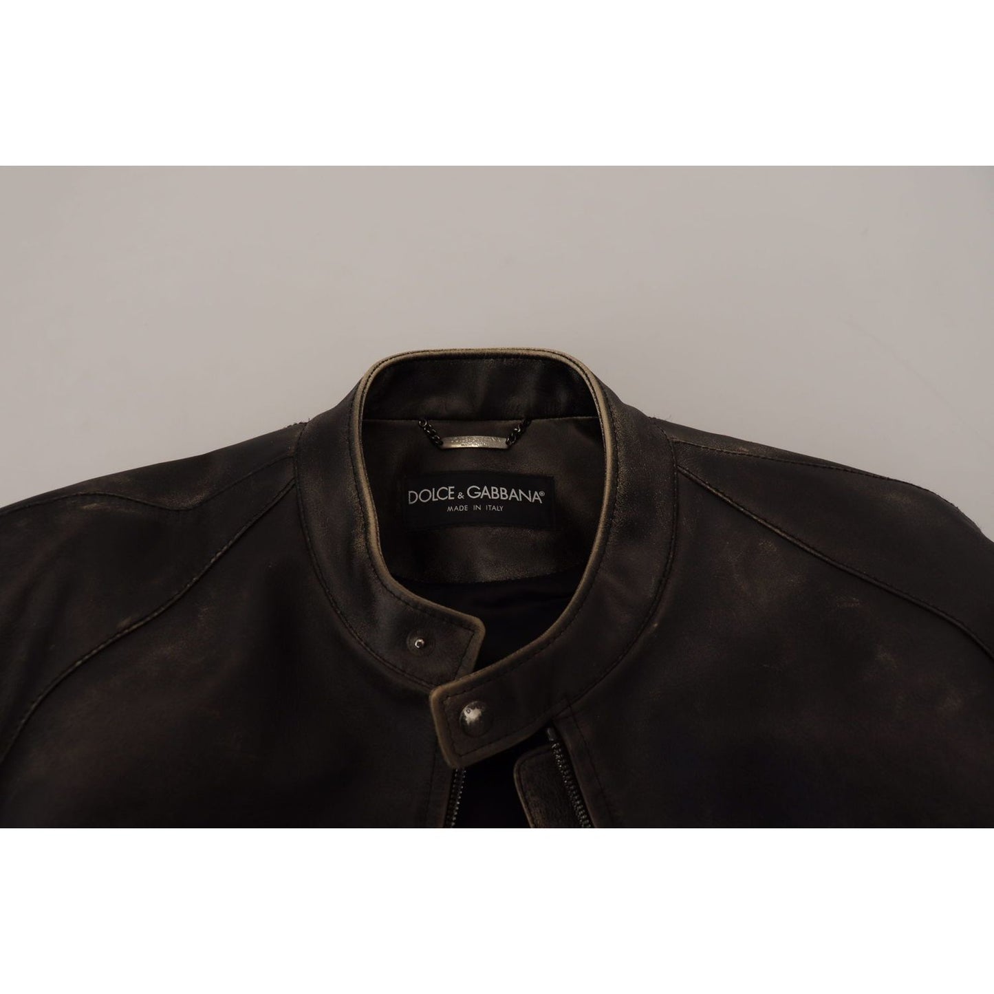 Dolce & Gabbana Black Leather Zipper Biker Coat Jacket
