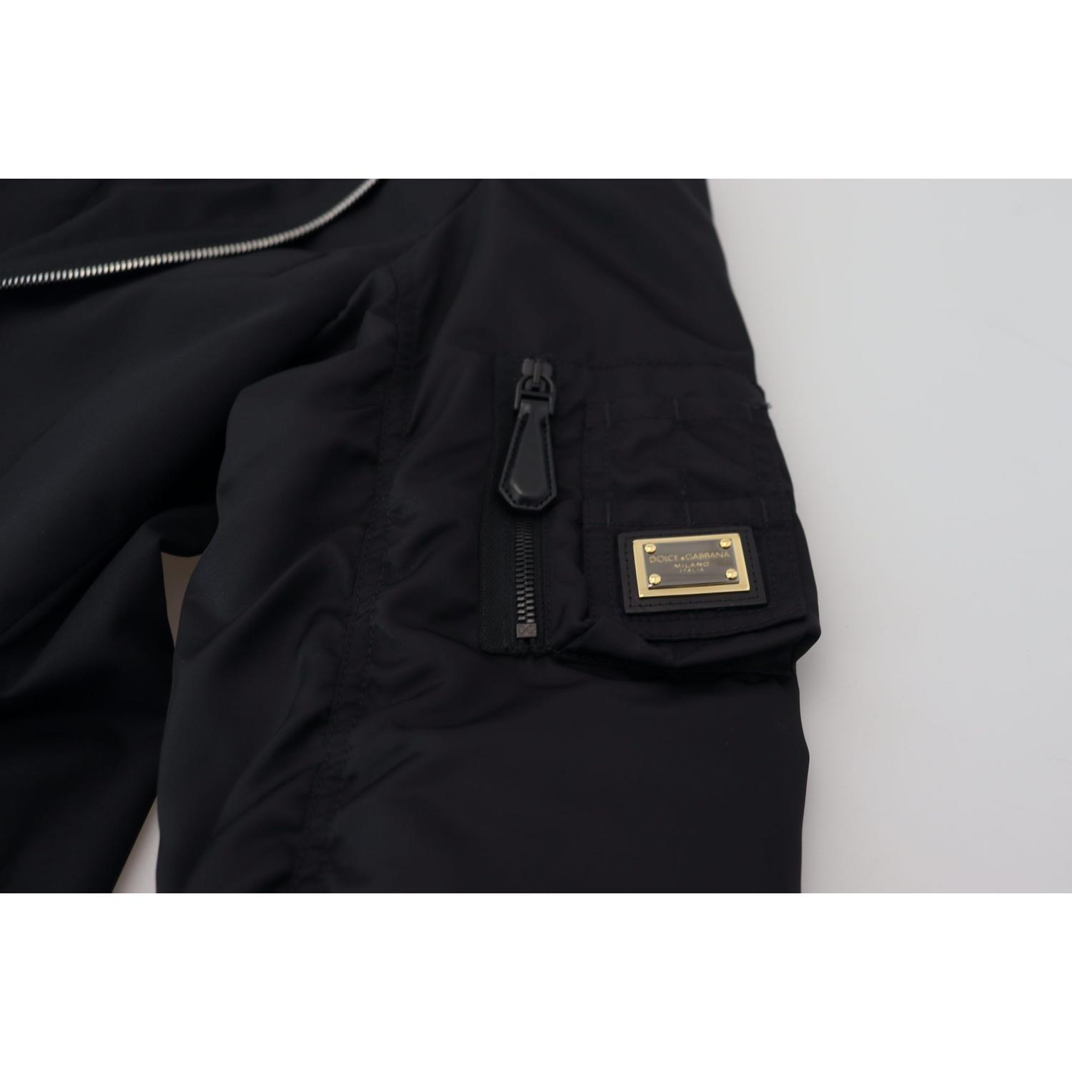 Dolce & Gabbana Black Wool Full Zip Long Sleeves Jacket
