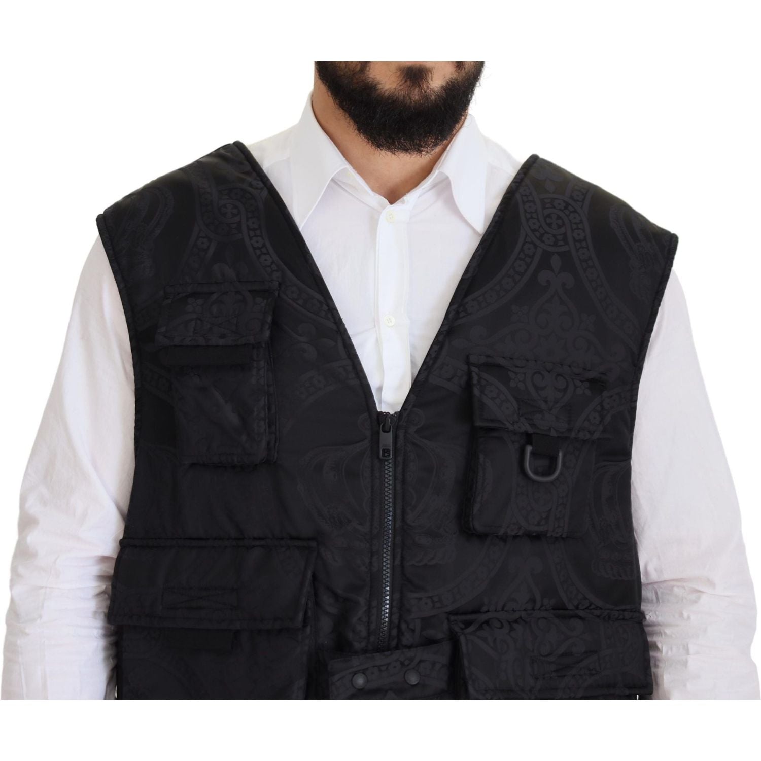 Dolce & Gabbana Black Nylon Full Zip Sleeveless Jacket