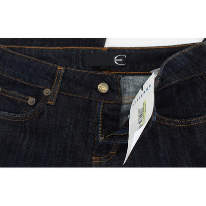 Cavalli Blue Cotton Straight Fit Stretch Jeans