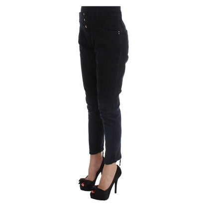 Costume National Black Cotton Slim Fit Cropped Jeans