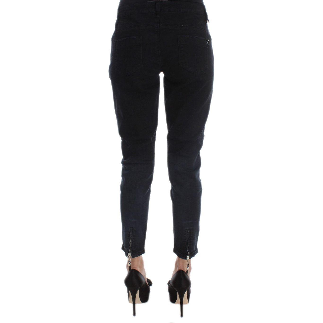 Costume National Black Cotton Slim Fit Cropped Jeans