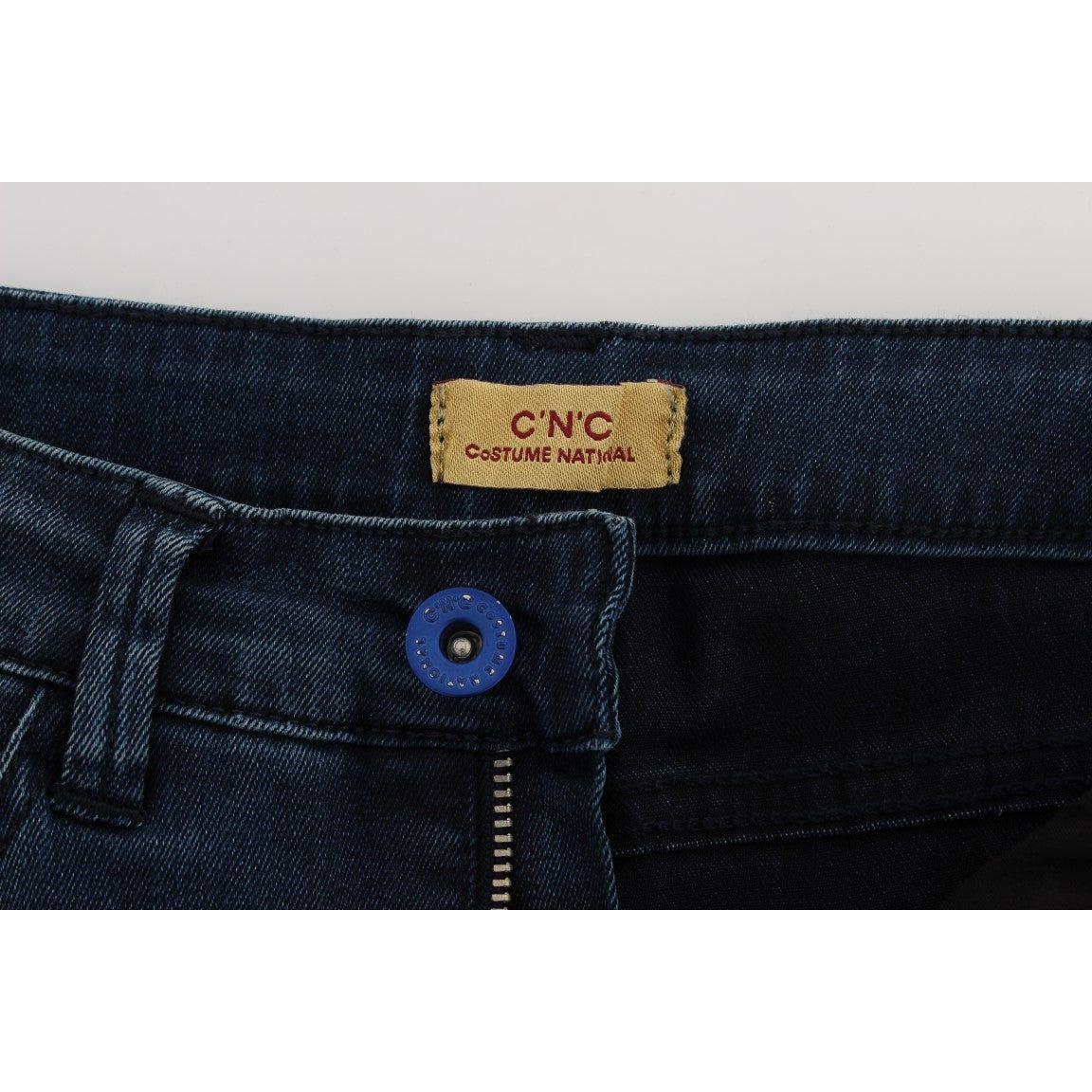 Costume National Blue Cotton Blend Slim Fit Jeans