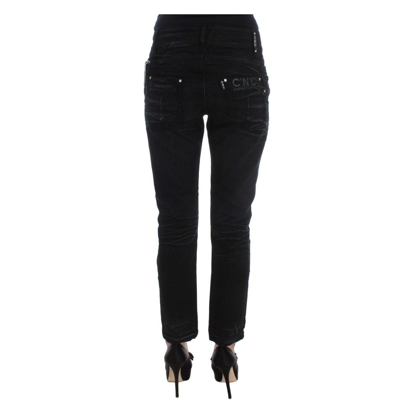 Costume National Black Cotton Slouchy Slims Fit Jeans
