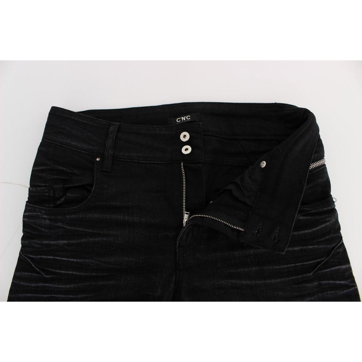 Costume National Black Cotton Slouchy Slims Fit Jeans Jeans & Pants