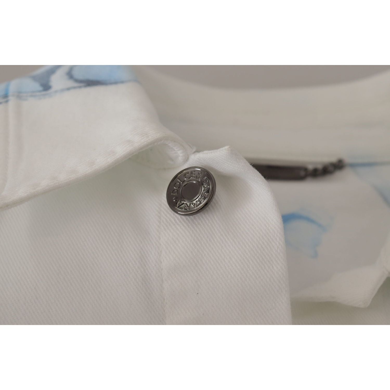 Dolce & Gabbana White Cotton Logo Embroidery Denim Jacket