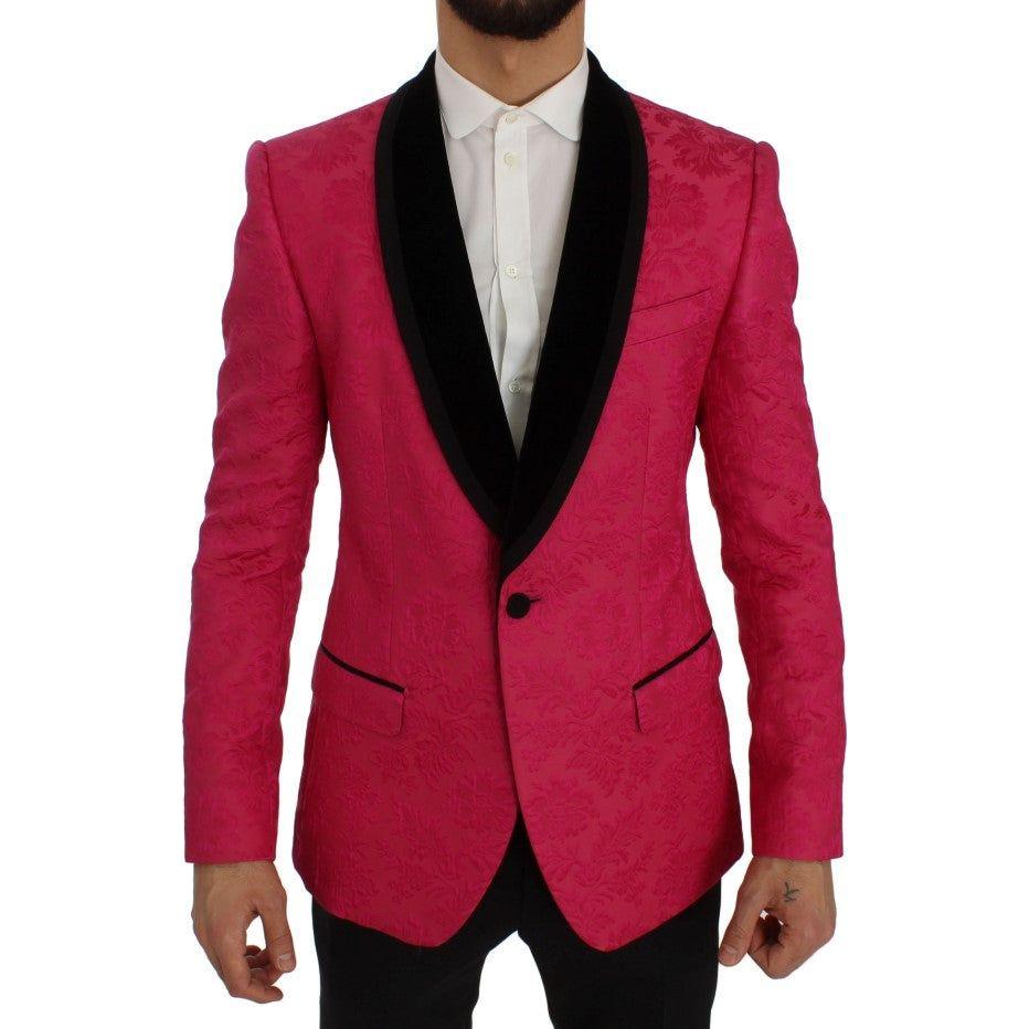 Dolce & Gabbana Pink Floral Brocade Slim Blazer Jacket