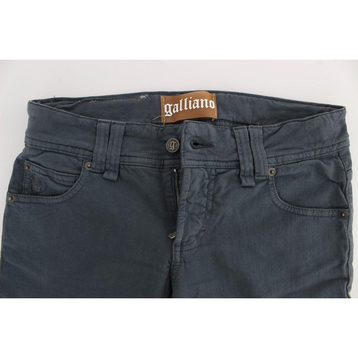 John Galliano Blue Cotton Blend Slim Fit Bootcut Jeans