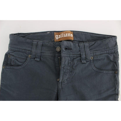 John Galliano Blue Cotton Blend Slim Fit Bootcut Jeans Jeans & Pants