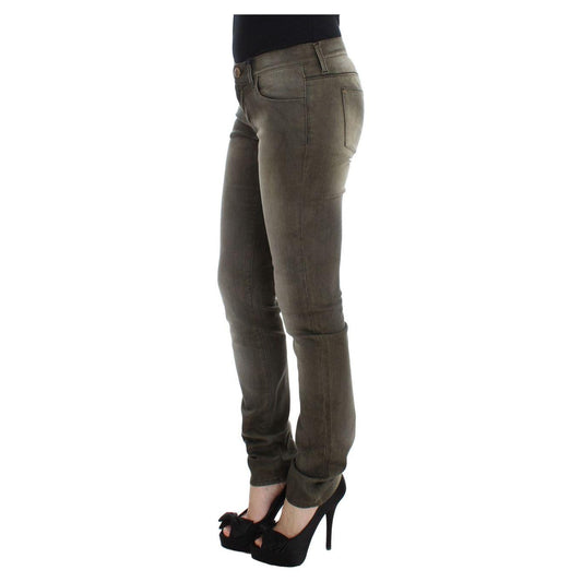 Ermanno Scervino Gray Wash Cotton Blend Slim Fit Jeans