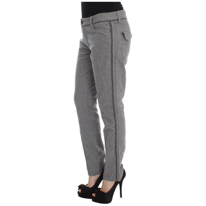 Ermanno Scervino Gray Cotton Straight Fit Casual Pants