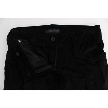 Ermanno Scervino Black Velvet Cotton Capri Bootcut Pants Jeans & Pants