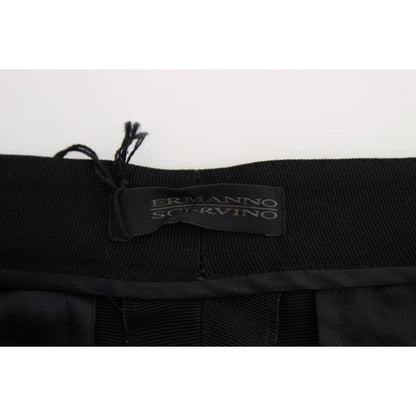 Ermanno Scervino Black Striped Cotton Blend Wide Legs Pants Jeans & Pants