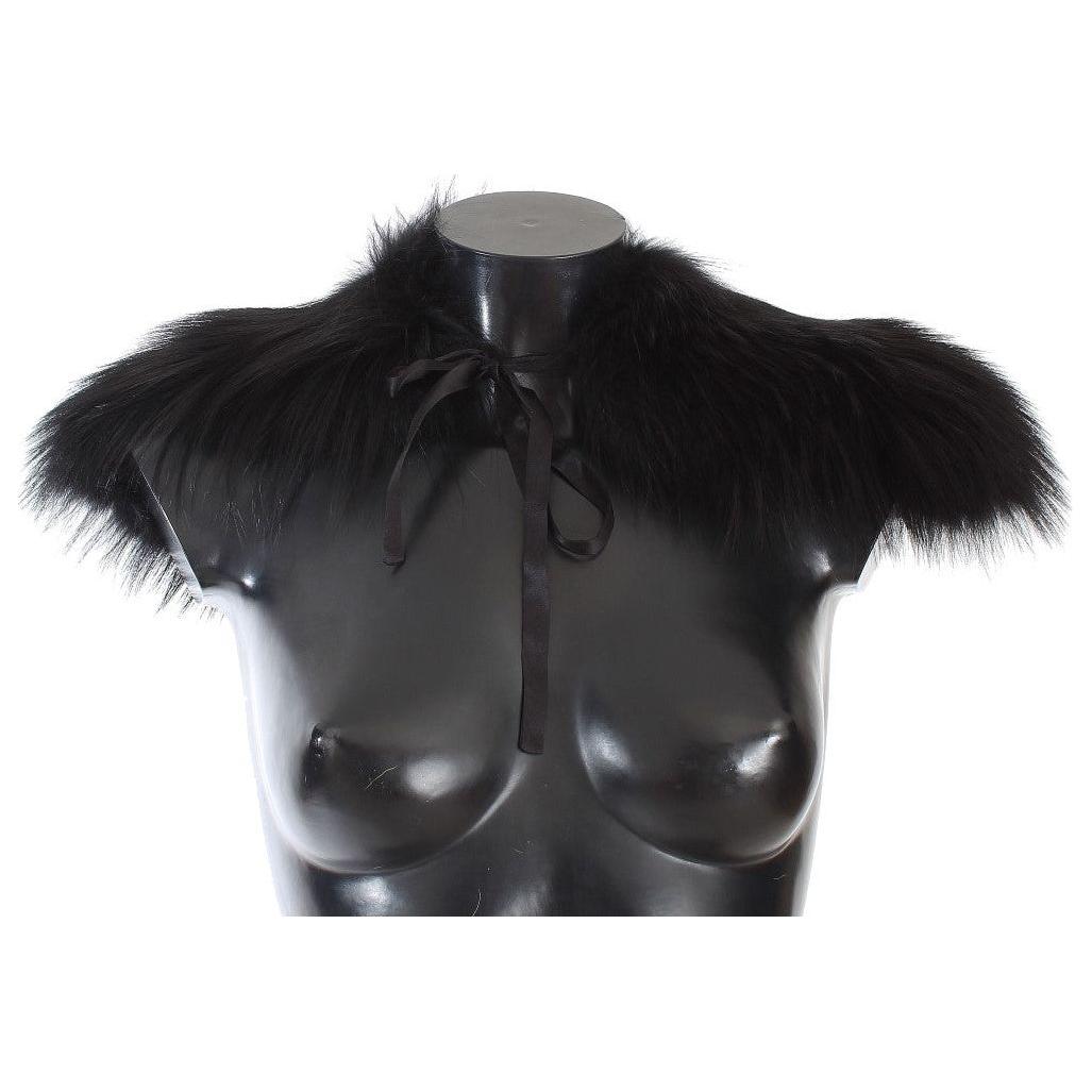 Dolce & Gabbana Black Fox Fur Collar Scarf