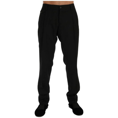 Dolce & Gabbana Black Striped Wool Stretch Pants
