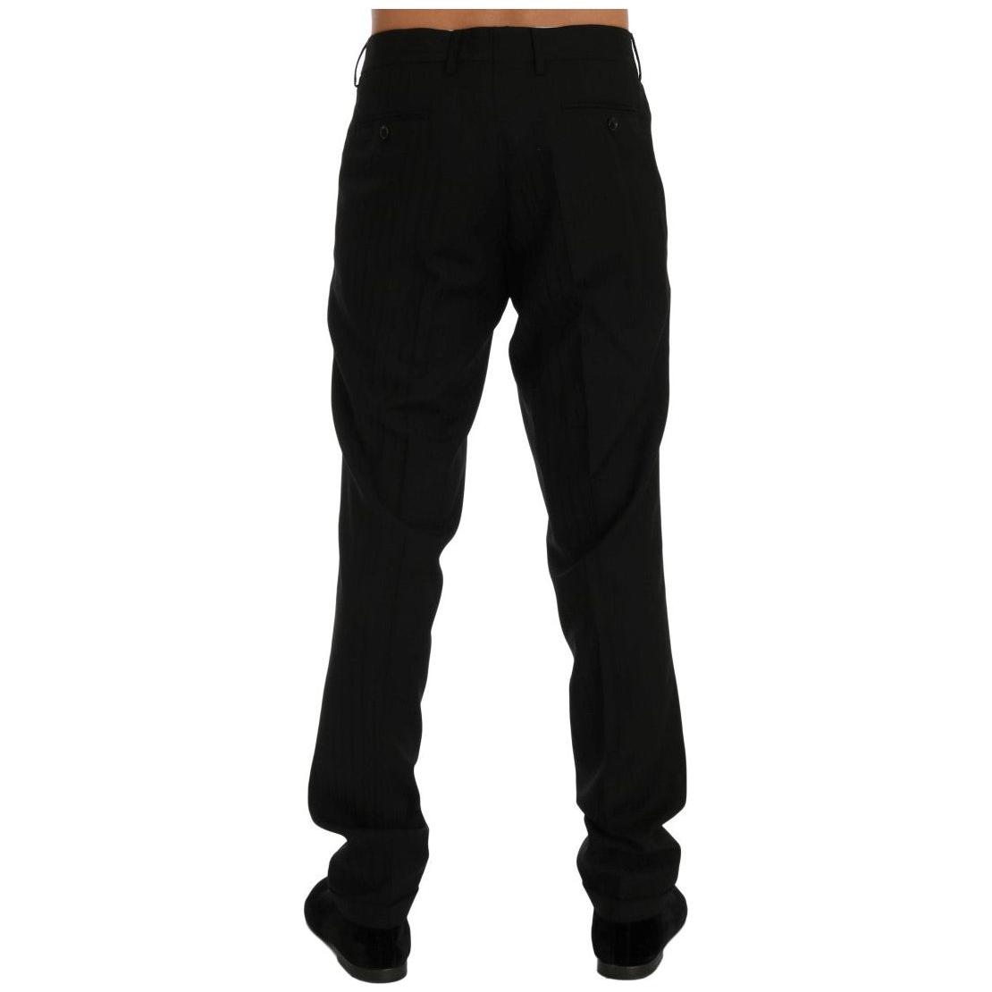 Dolce & Gabbana Black Striped Wool Stretch Pants