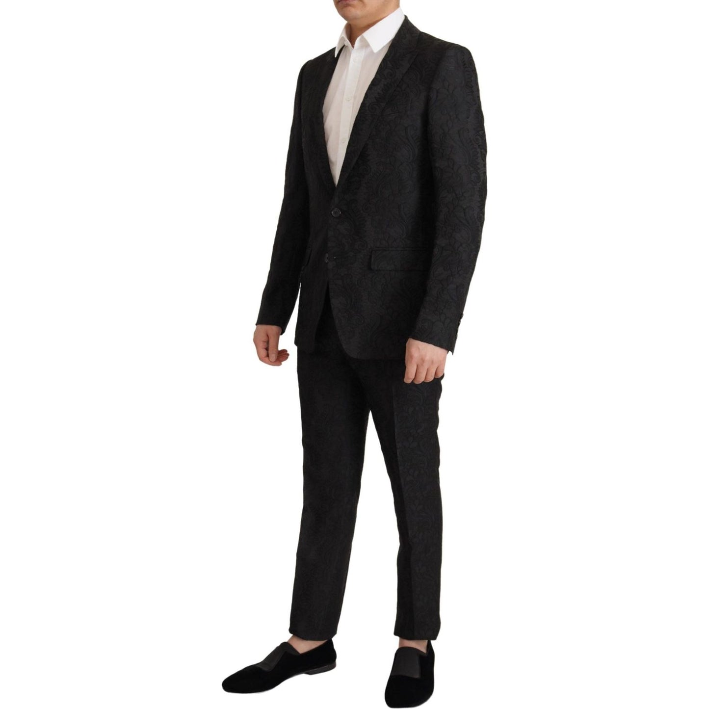 Dolce & Gabbana Black Brocade Formal 2 Piece MARTINI Suit