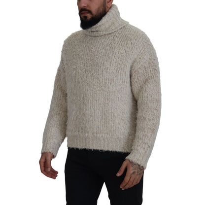 Dolce & Gabbana Cream Wool Knit Turtleneck Pullover Sweater