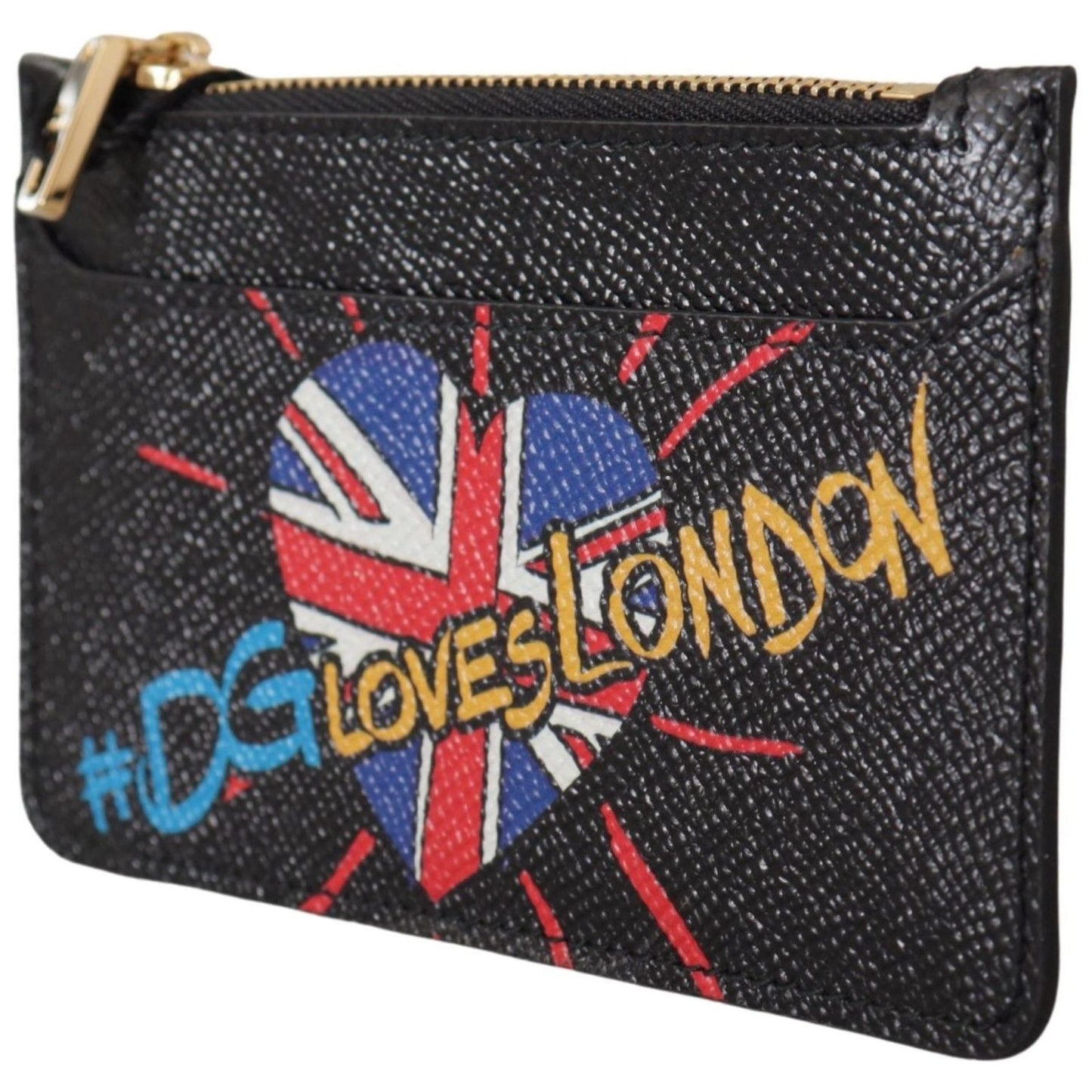 Dolce & Gabbana Black Leather #DGLovesLondon Women Cardholder Coin Case Wallet