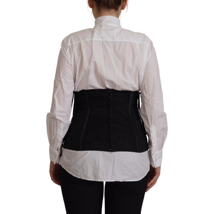 Dolce & Gabbana Black Corset Belt Stretch Waist Strap Top