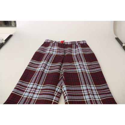 Dolce & Gabbana Gray Checked High Waist Cropped Trouser Pants