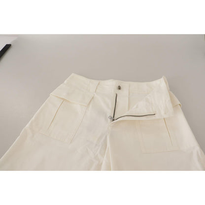 Dolce & Gabbana White High Waist Tapered Women Cotton Pants