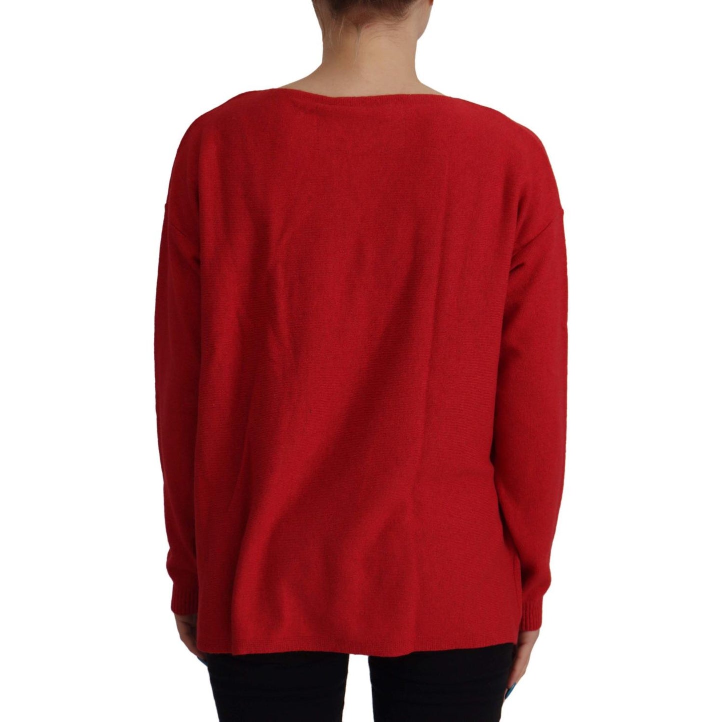Dolce & Gabbana Red Wool Knit Round Neck Pullover Sweater