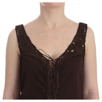 Ermanno Scervino Beachwear Brown Cotton Stretch Tunic Dress Dresses