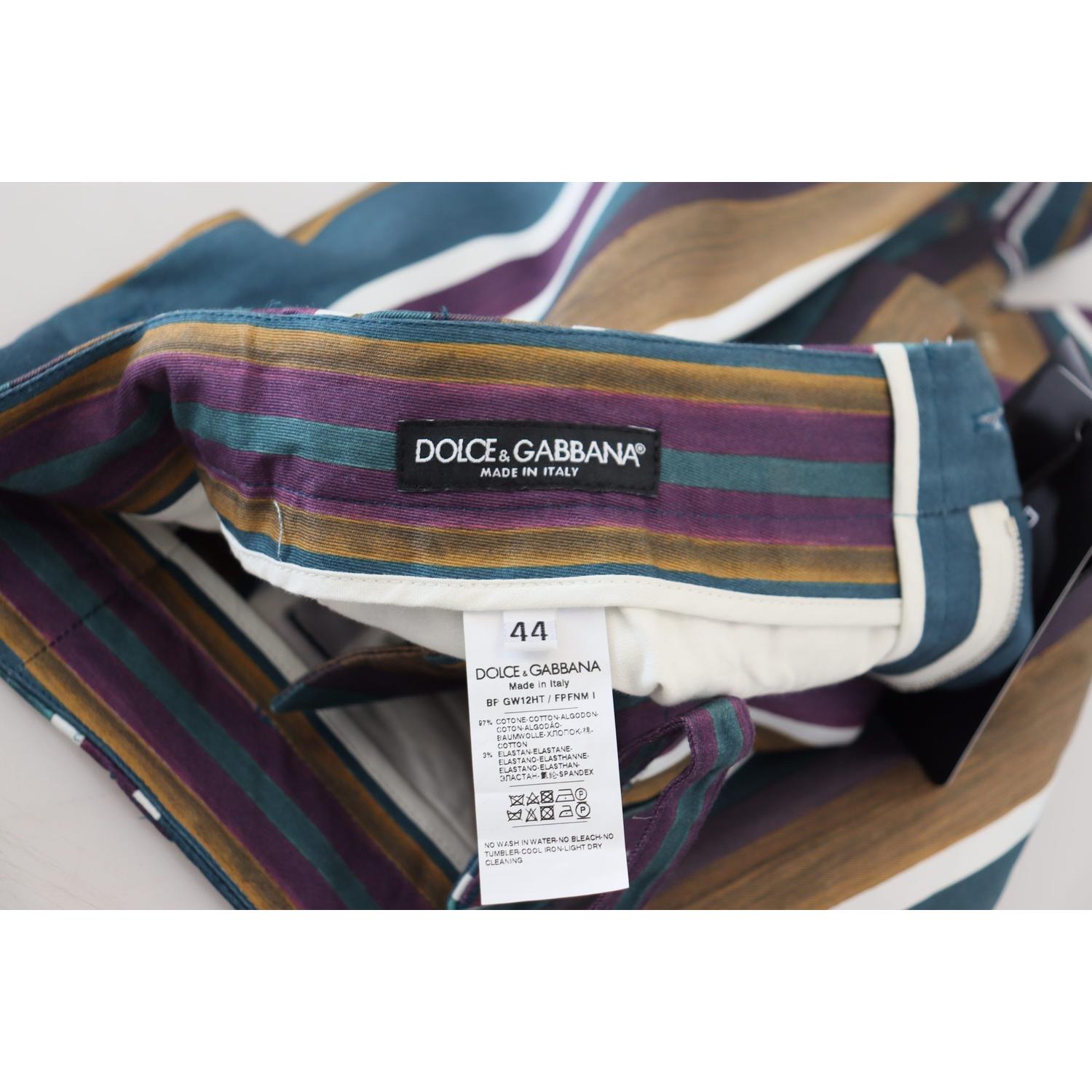 Dolce & Gabbana Multicolor Striped Stretch Cotton Shorts