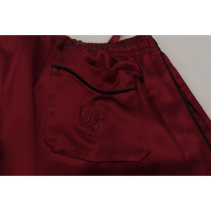 Dolce & Gabbana Bordeaux Silk DG Sleep Lounge Pants Jeans & Pants