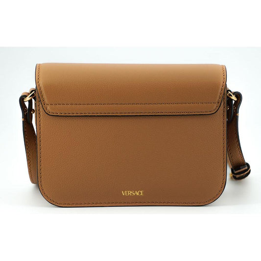 Versace Elegant Calf Leather Shoulder Bag in Brown WOMAN SHOULDER BAGS