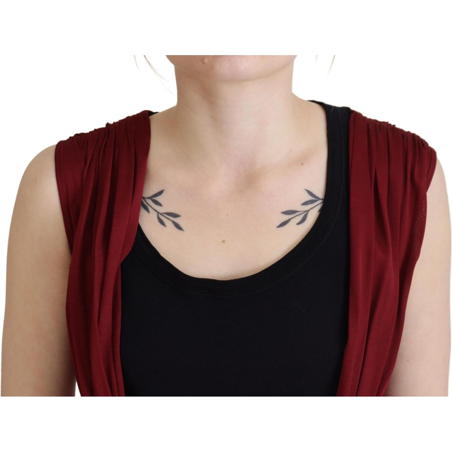 Dolce & Gabbana Bordeaux Silk Stretch Top Vest Blouse