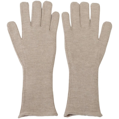 Dolce & Gabbana Ivory Cashmere Silk Hands Mitten Mens Gloves