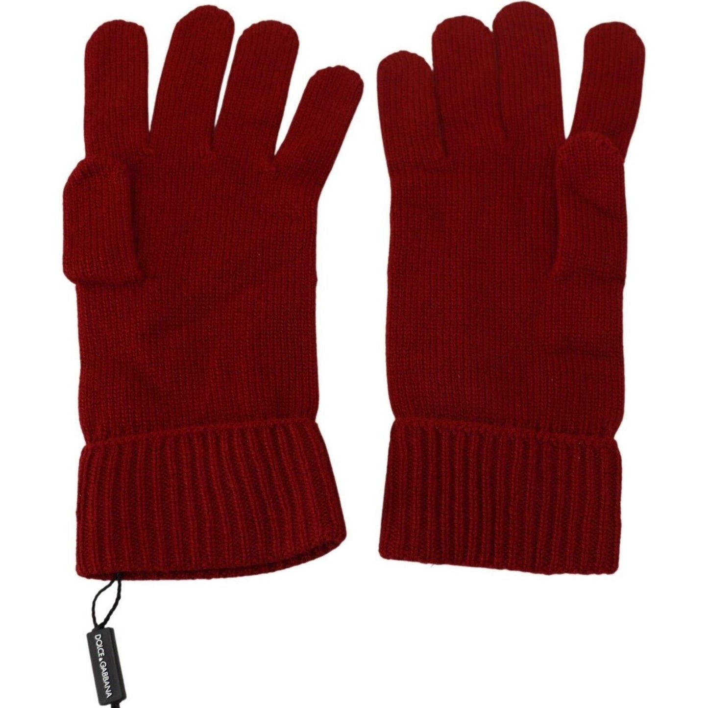 Dolce & Gabbana Red 100% Cashmere Knit Hands Mitten Mens Gloves