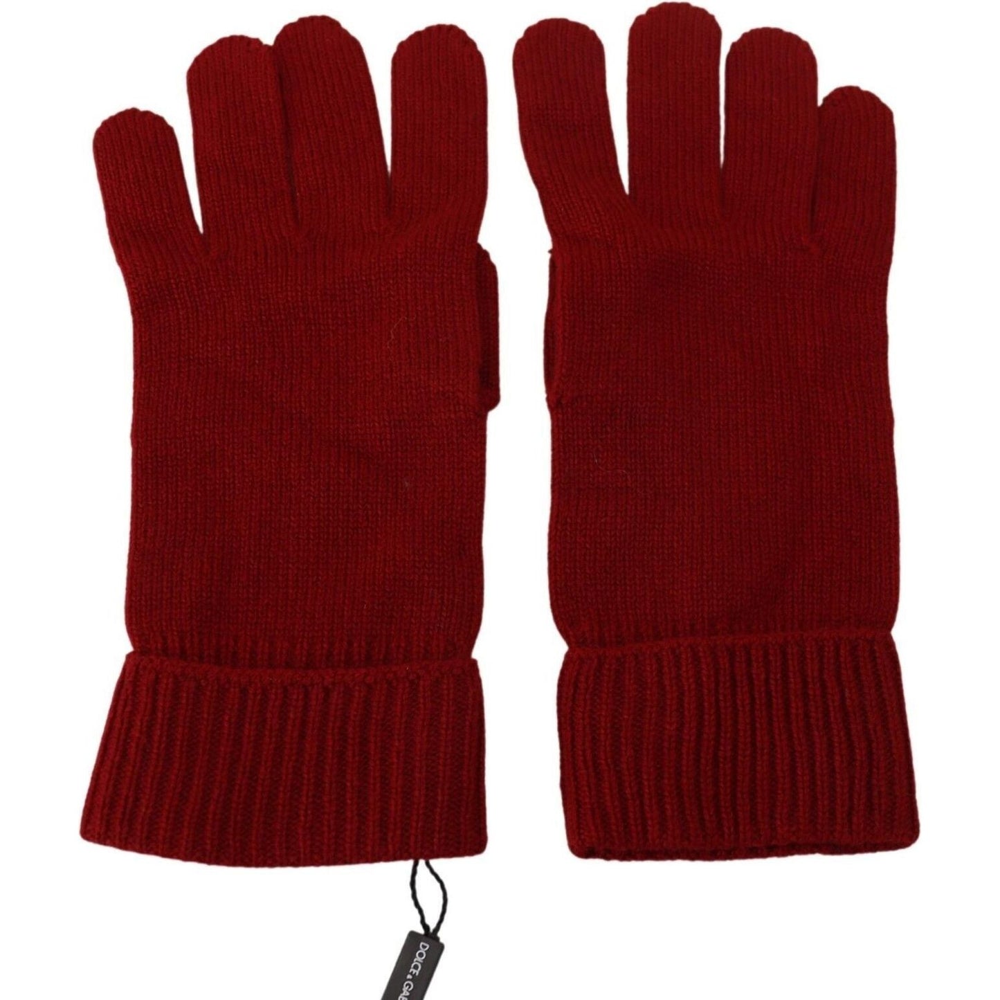 Dolce & Gabbana Red 100% Cashmere Knit Hands Mitten Mens Gloves