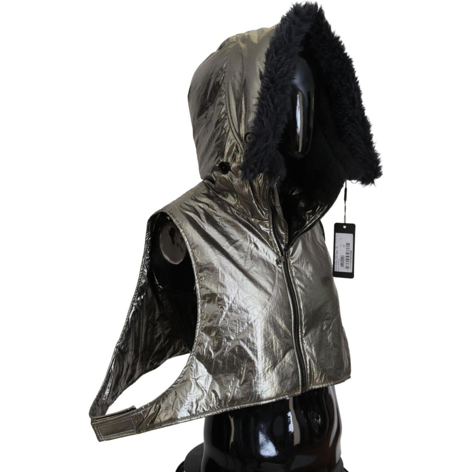 Dolce & Gabbana Silver Fur Whole Head Wrap Men Capello Nylon Hat