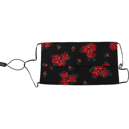 Dolce & Gabbana Black Floral Pleated Elastic Ear Strap One Size Face Mask