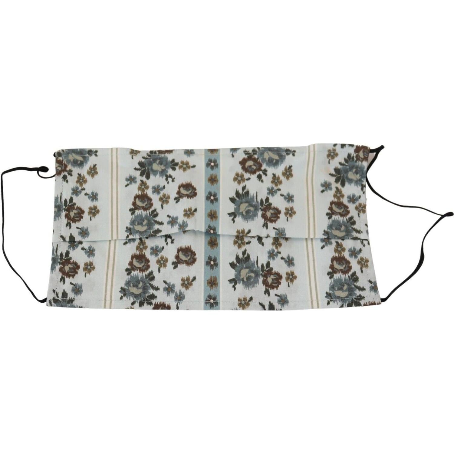 Dolce & Gabbana White Floral Cotton Pleated Elastic Ear Strap Face Mask