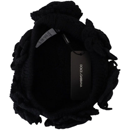 Dolce & Gabbana Black Wool Knit Winter Beanie Hat