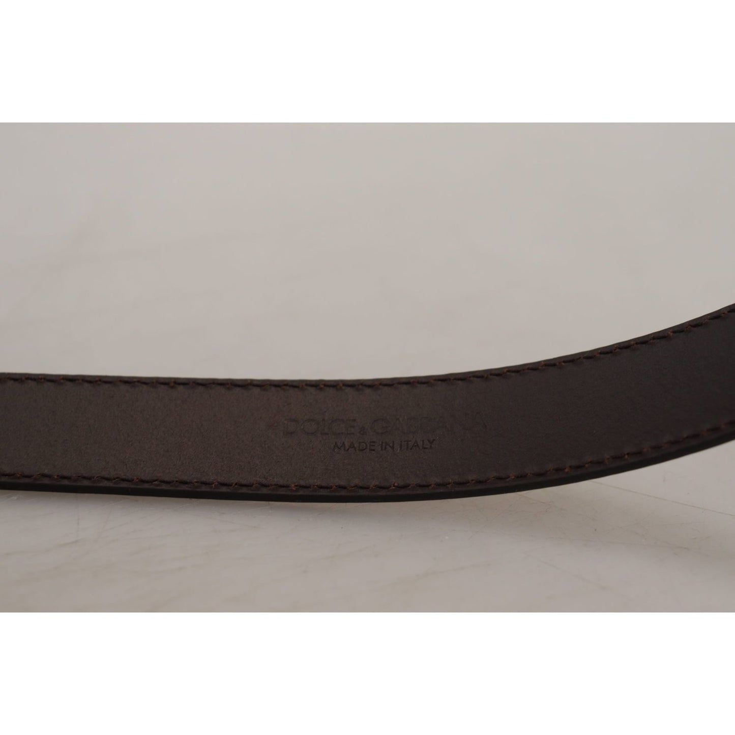 Dolce & Gabbana Gold Leather Silver Square Metal Buckle Belt