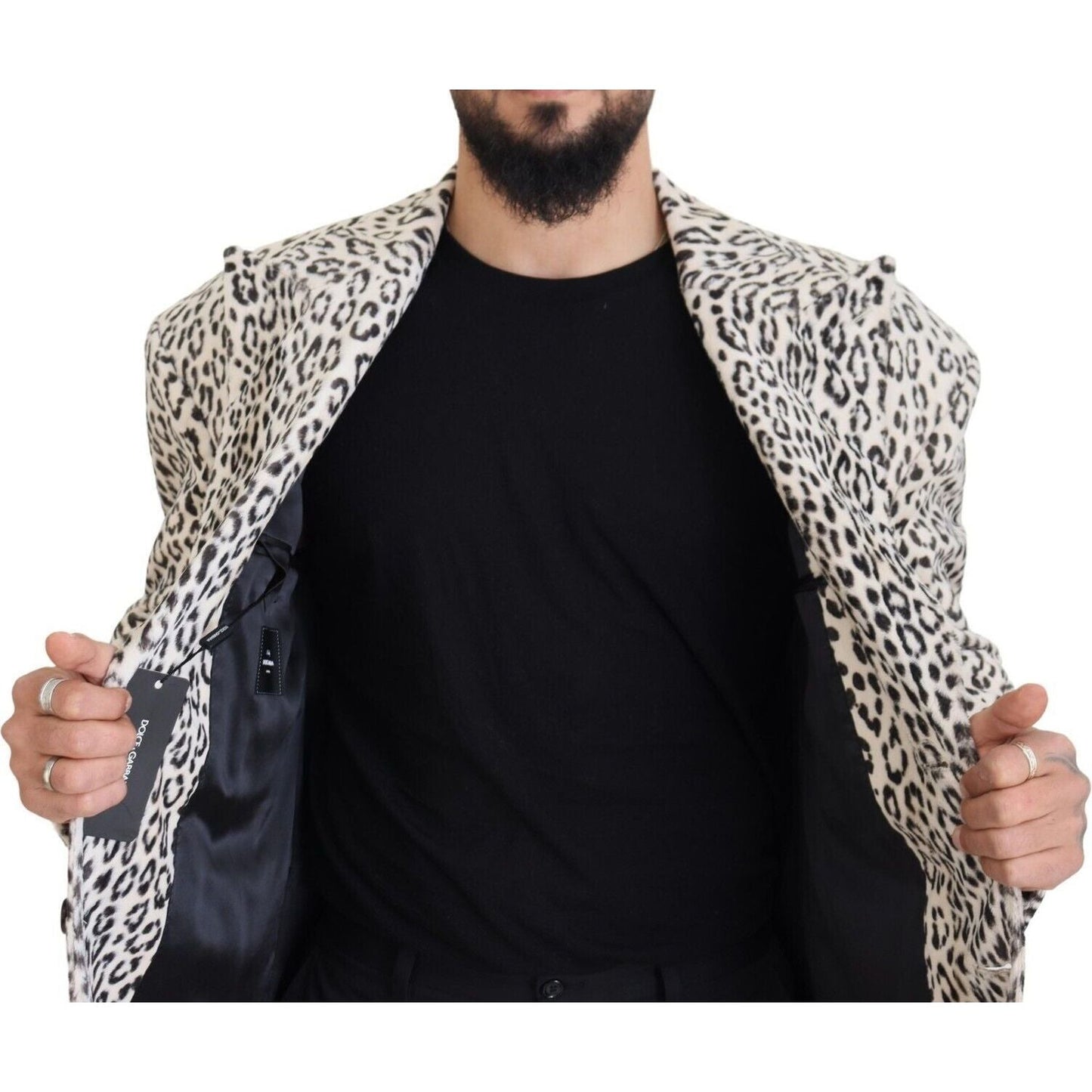 Dolce & Gabbana White Leopard Single Breasted Coat Blazer