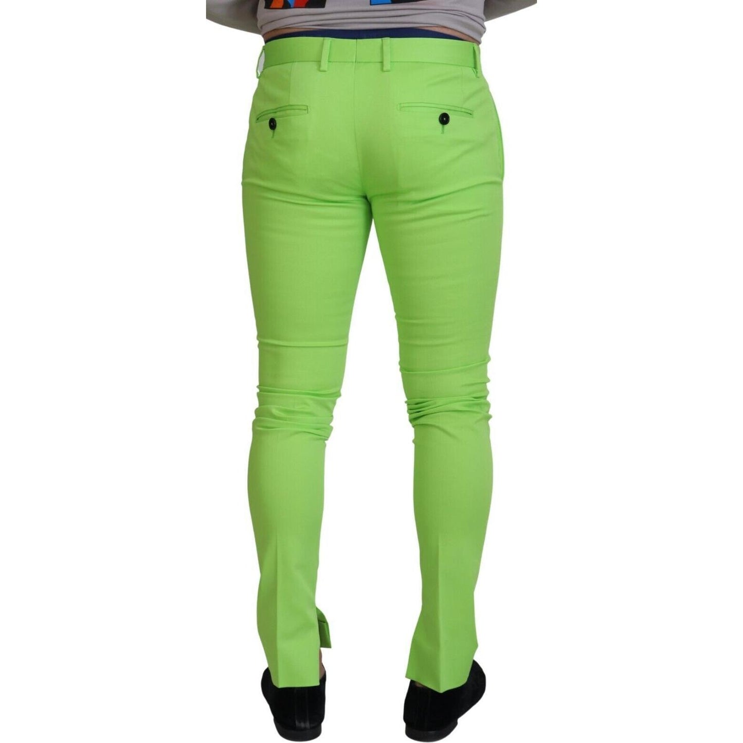 Dolce & Gabbana Light Green Cotton Skinny Men Trousers Pants