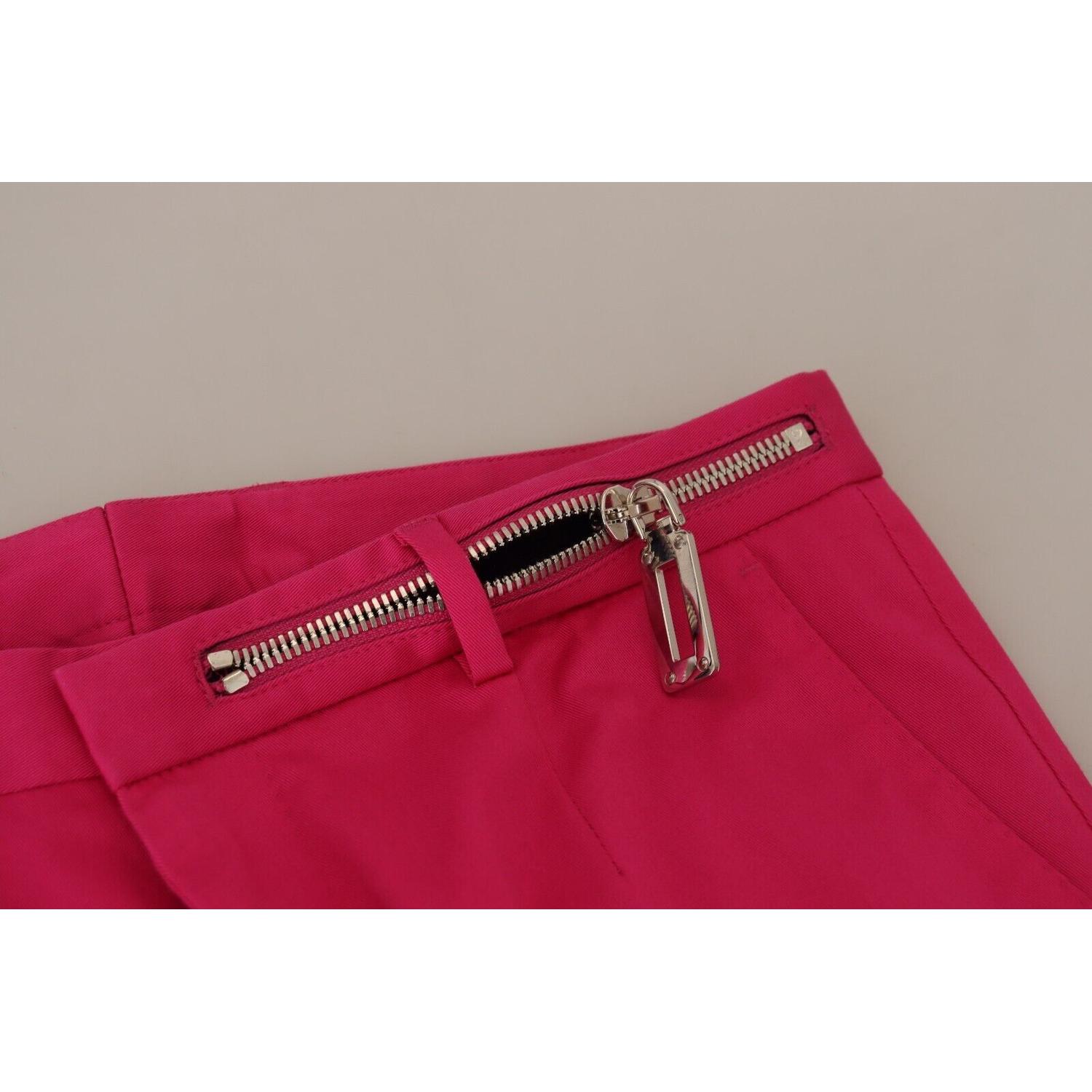 Dolce & Gabbana Pink Zipper Buckle Waist Trousers Pants