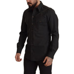 Dolce & Gabbana Dark Green Cotton Slim Fit Casual Men Shirt