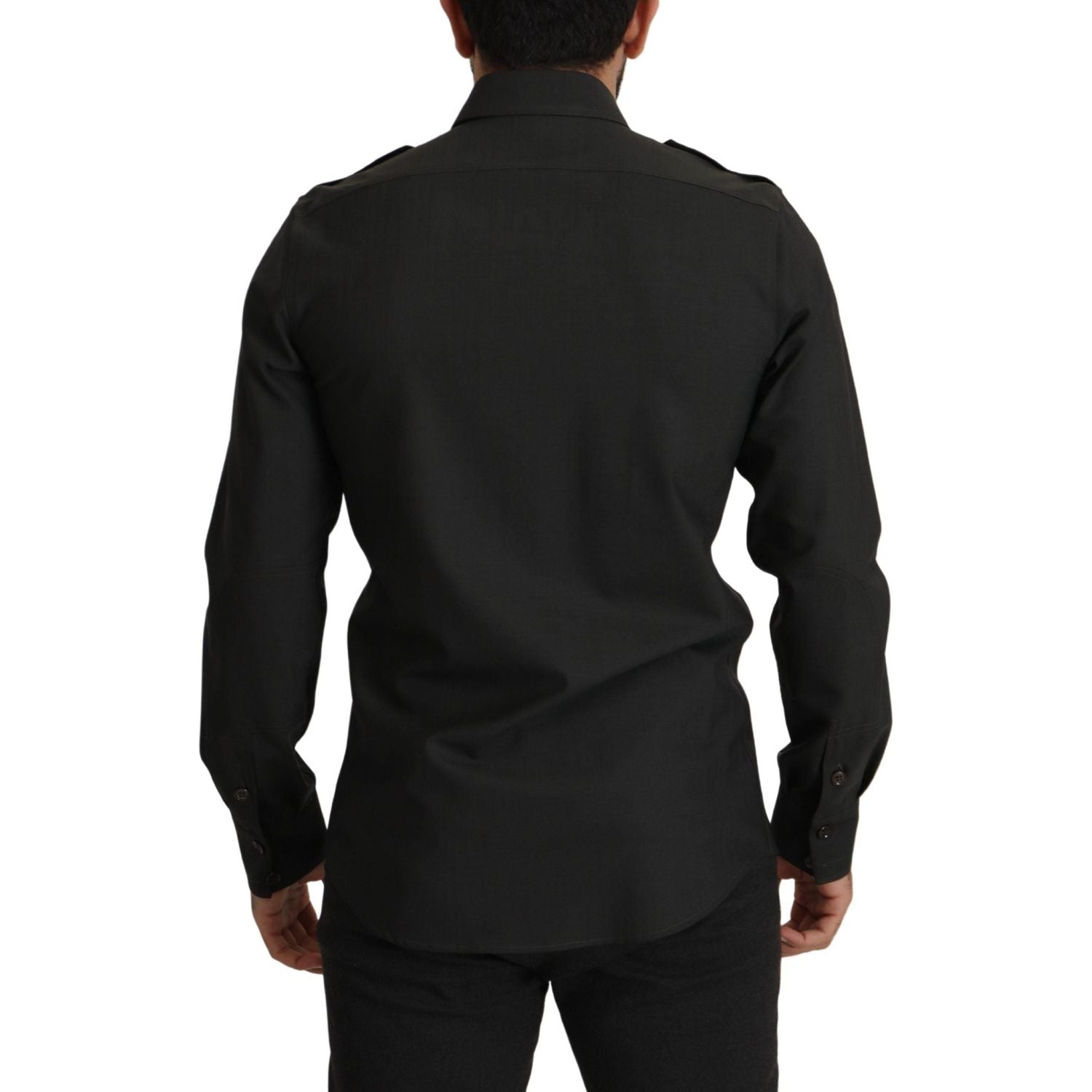 Dolce & Gabbana Dark Green Cotton Slim Fit Casual Men Shirt