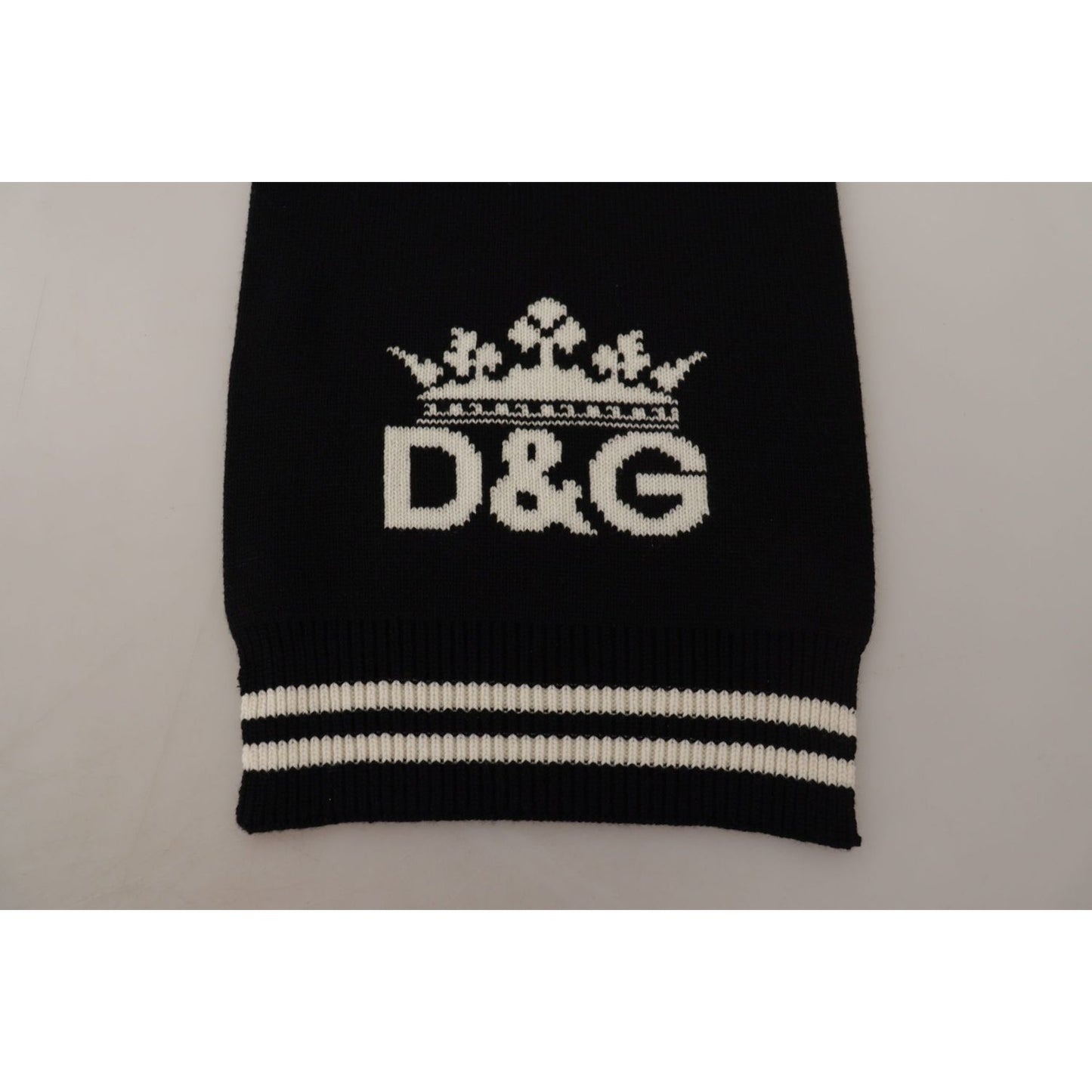 Dolce & Gabbana Black White Cotton DG Printed Cashmere Shawl Scarf