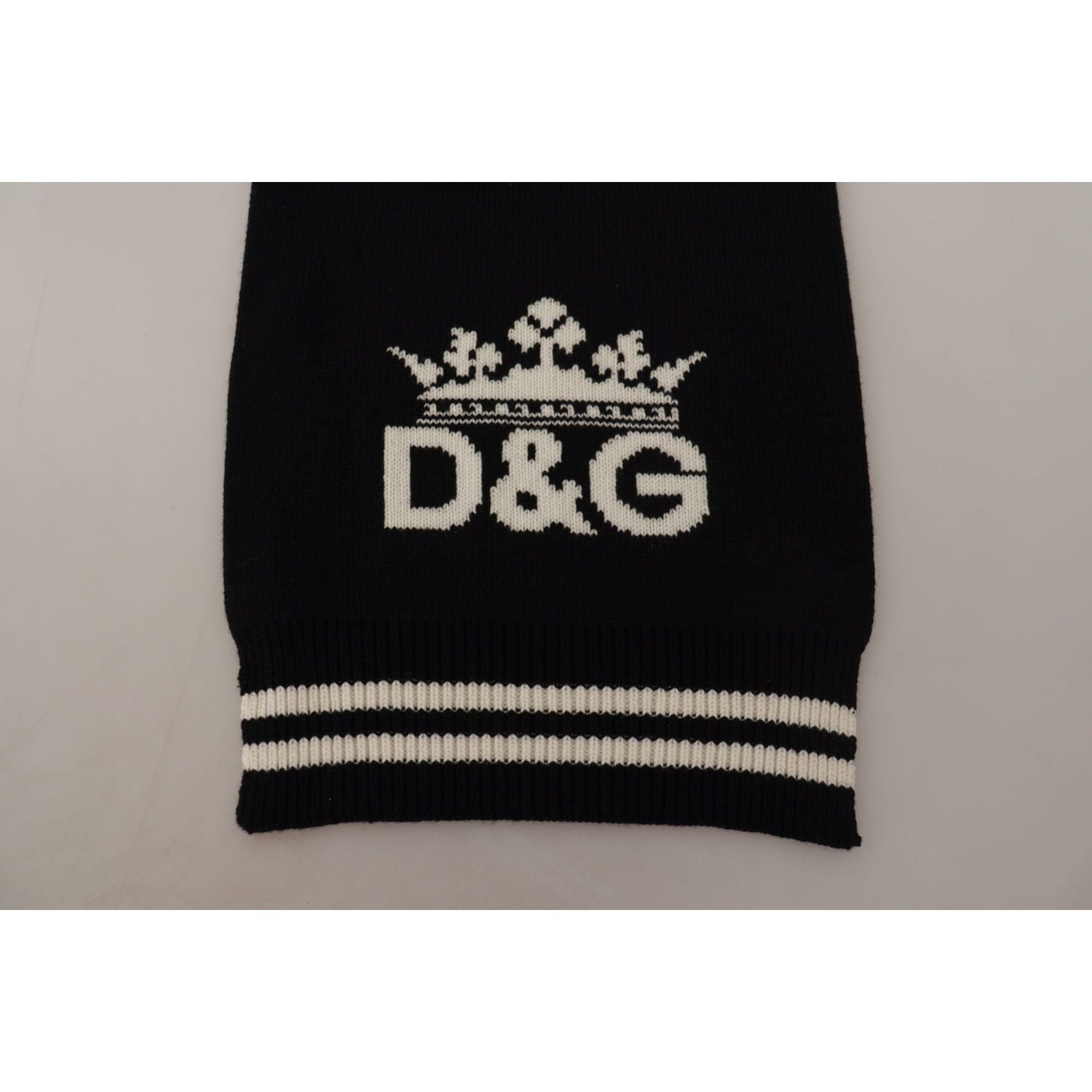 Dolce & Gabbana Black White Cotton DG Printed Cashmere Shawl Scarf