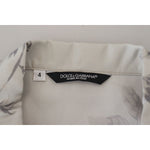 Dolce & Gabbana White Bird Print Silk Satin Casual Shirt