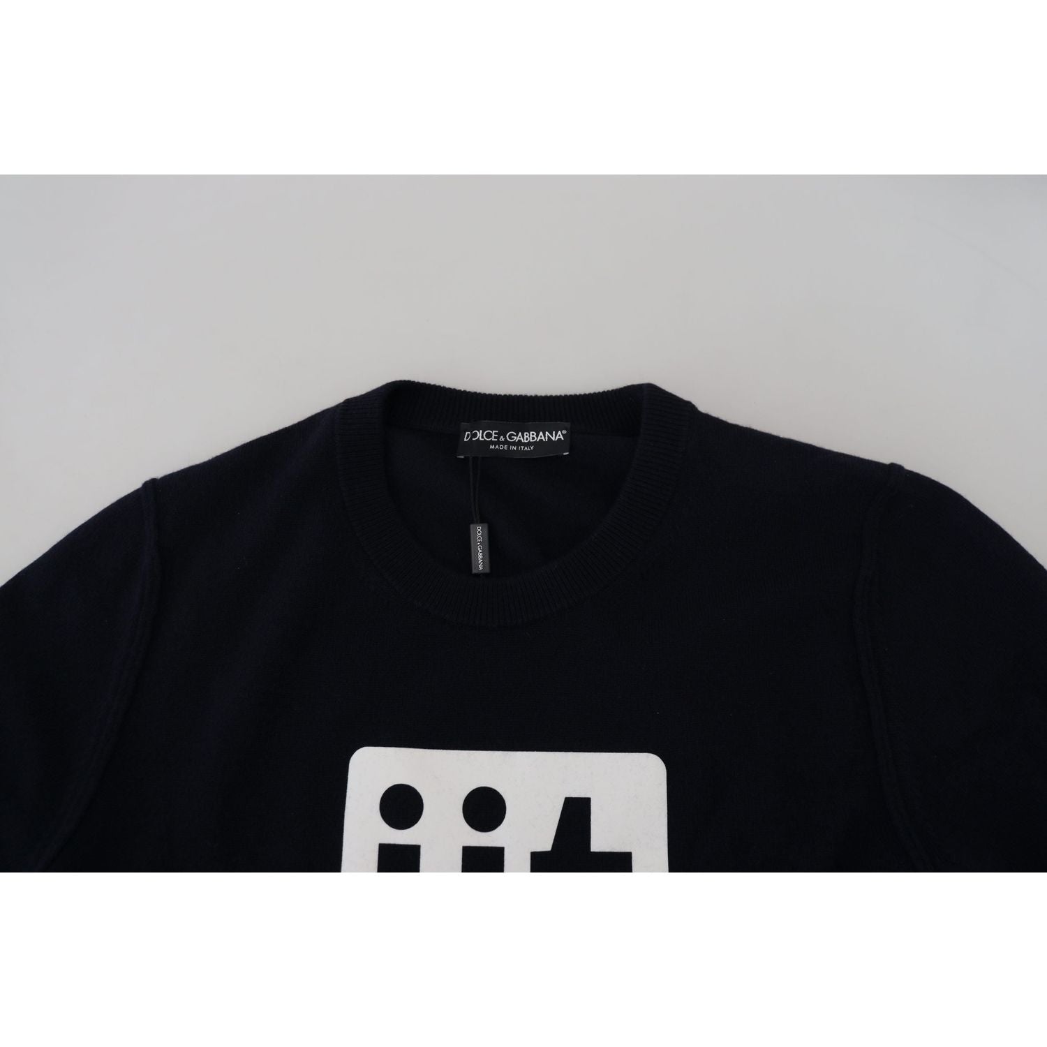 Dolce & Gabbana Blue Cashmere iit Print Pullover Sweater