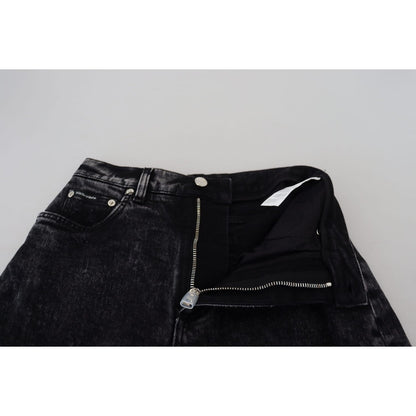 Dolce & Gabbana Black Washed Cotton High Waist Denim Jeans